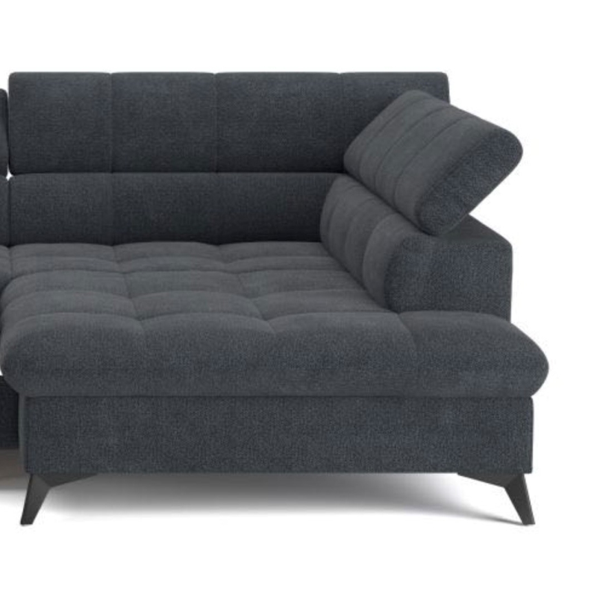 L-shaped folding corner lounge suite MARANO right black