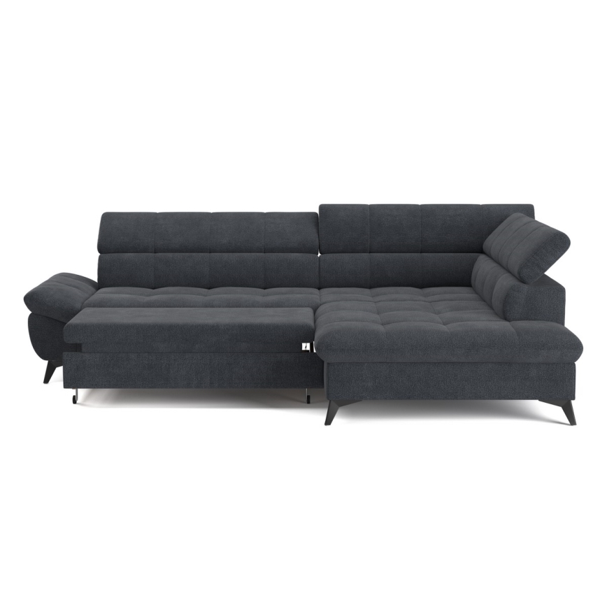L-shaped folding corner lounge suite MARANO right black