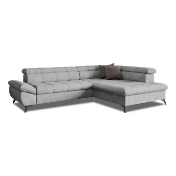 L-shaped folding corner lounge suite MARANO right grey