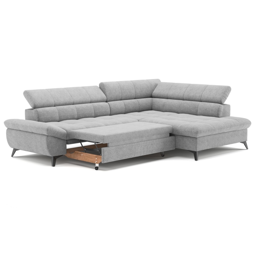 L-shaped folding corner lounge suite MARANO right grey