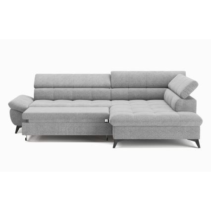 L-shaped folding corner lounge suite MARANO right grey