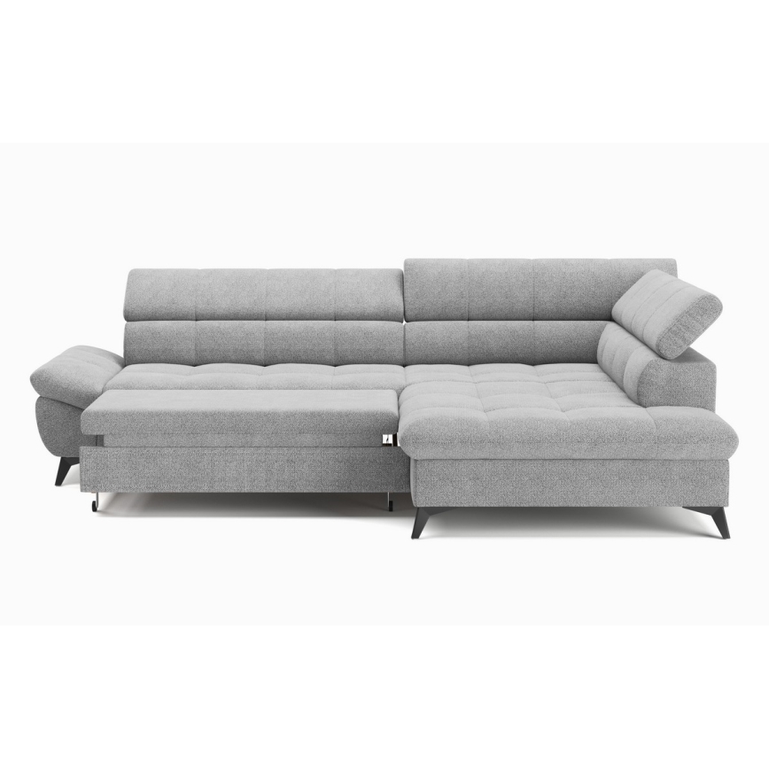 L-shaped folding corner lounge suite MARANO right grey