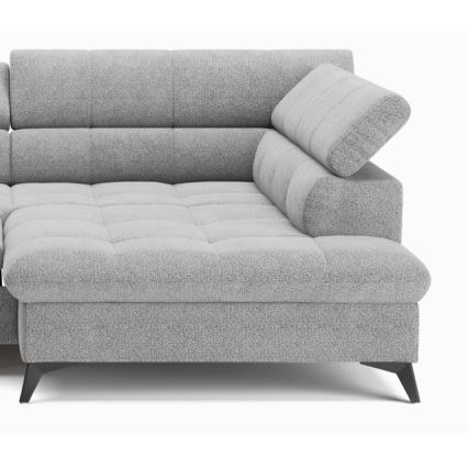 L-shaped folding corner lounge suite MARANO right grey