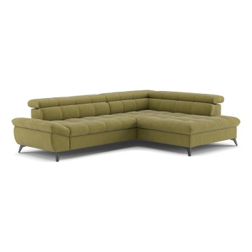 L-shaped folding corner lounge suite MARANO right olive
