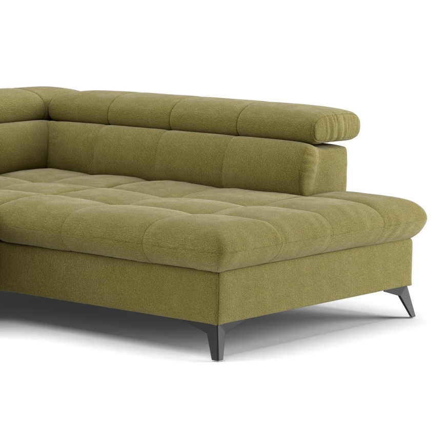 L-shaped folding corner lounge suite MARANO right olive