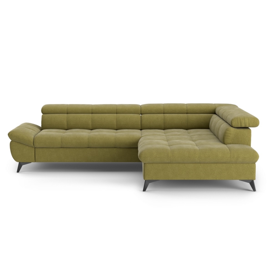 L-shaped folding corner lounge suite MARANO right olive
