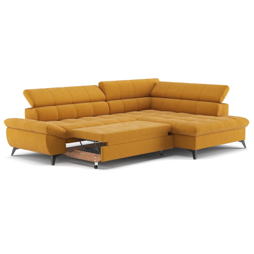 L-shaped folding corner lounge suite MARANO right orange