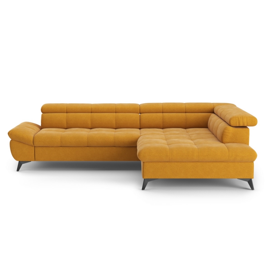 L-shaped folding corner lounge suite MARANO right orange