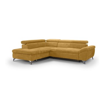 L-shaped folding corner lounge suite SALERNO left yellow