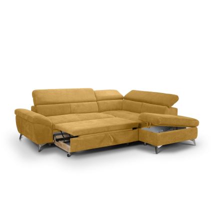 L-shaped folding corner lounge suite SALERNO right yellow