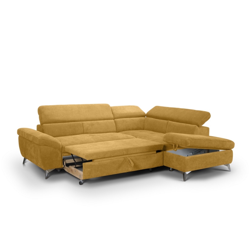 L-shaped folding corner lounge suite SALERNO right yellow