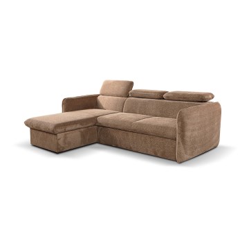 L-shaped folding corner lounge suite with a storage space BEJA beige left