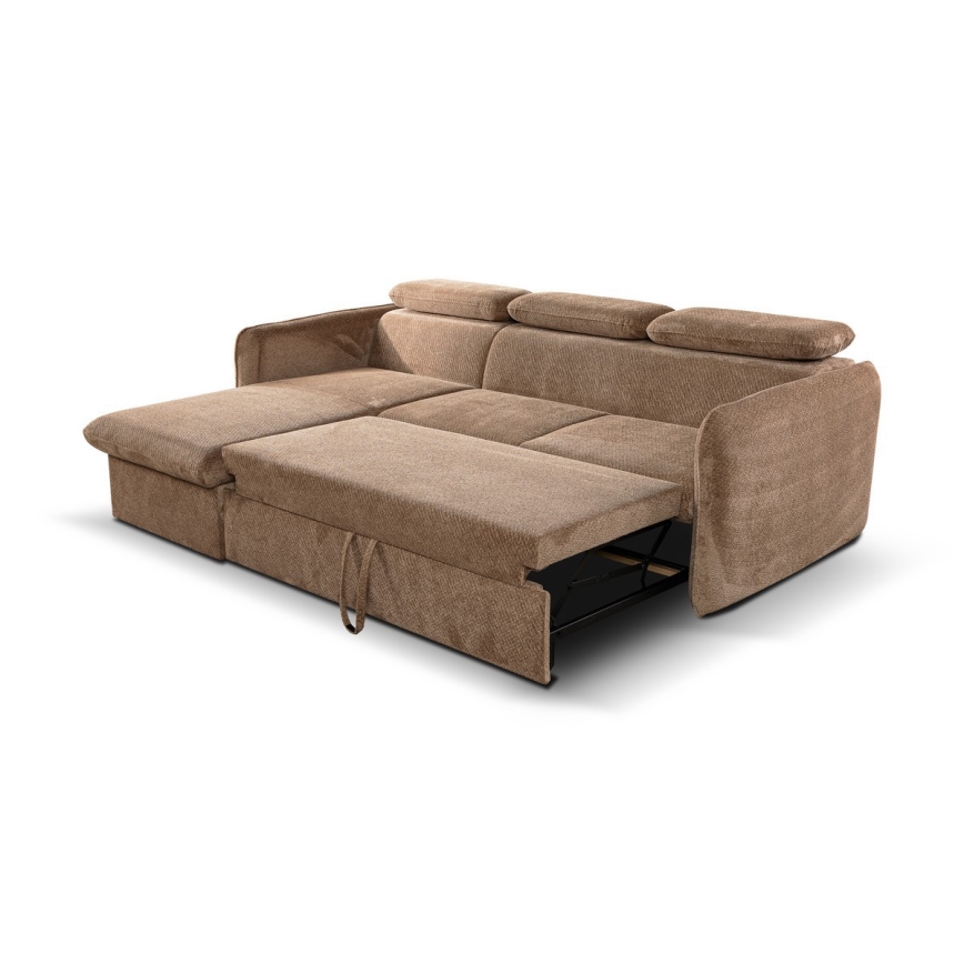 L-shaped folding corner lounge suite with a storage space BEJA beige left