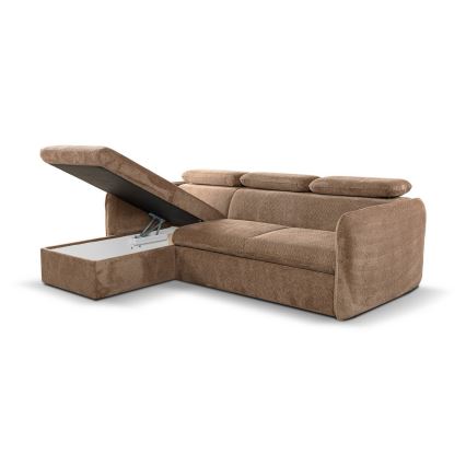 L-shaped folding corner lounge suite with a storage space BEJA beige left