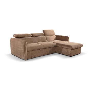 L-shaped folding corner lounge suite with a storage space BEJA beige right