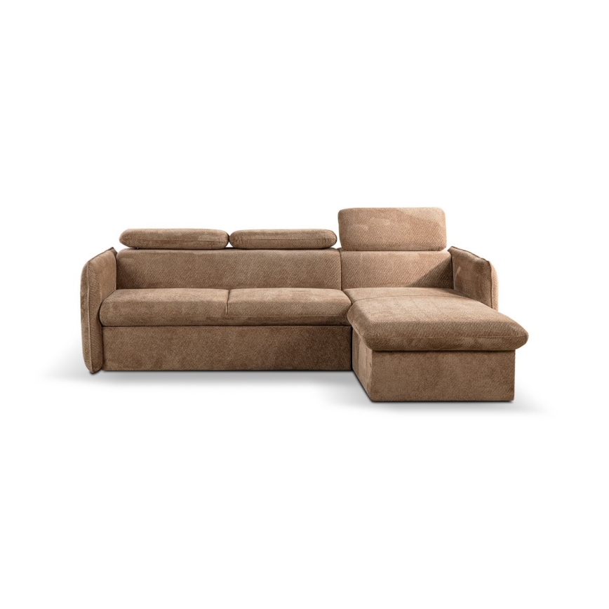 L-shaped folding corner lounge suite with a storage space BEJA beige right