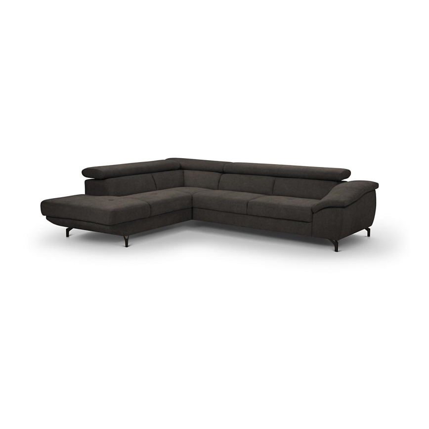 L-shaped folding corner lounge suite with a storage space BRESCIA left brown