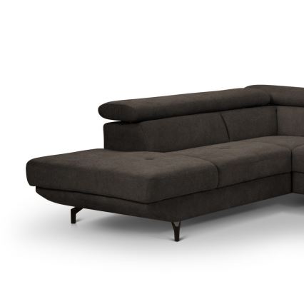 L-shaped folding corner lounge suite with a storage space BRESCIA left brown