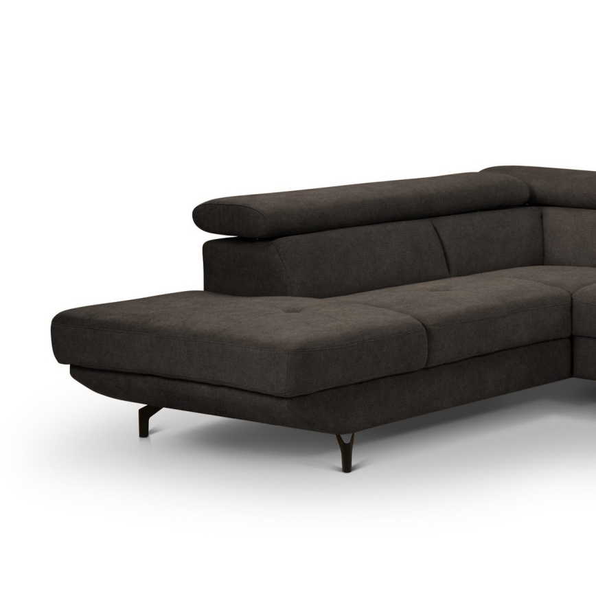 L-shaped folding corner lounge suite with a storage space BRESCIA left brown
