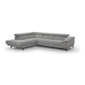 L-shaped folding corner lounge suite with a storage space BRESCIA left grey