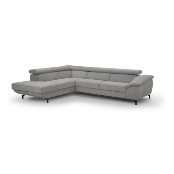 L-shaped folding corner lounge suite with a storage space BRESCIA left grey
