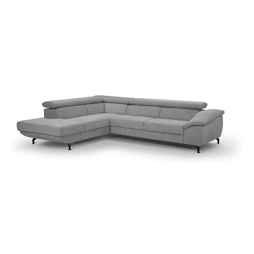L-shaped folding corner lounge suite with a storage space BRESCIA left grey