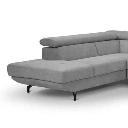 L-shaped folding corner lounge suite with a storage space BRESCIA left grey