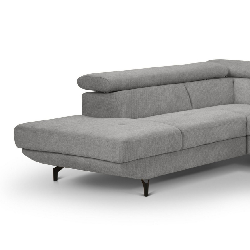 L-shaped folding corner lounge suite with a storage space BRESCIA left grey