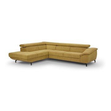 L-shaped folding corner lounge suite with a storage space BRESCIA left yellow