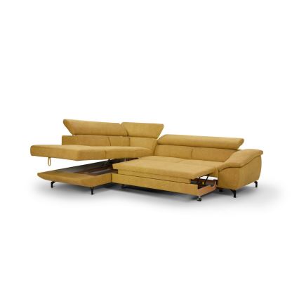 L-shaped folding corner lounge suite with a storage space BRESCIA left yellow