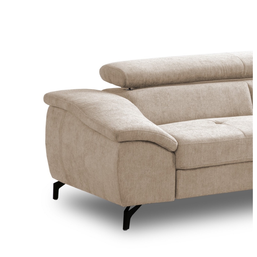 L-shaped folding corner lounge suite with a storage space BRESCIA right beige
