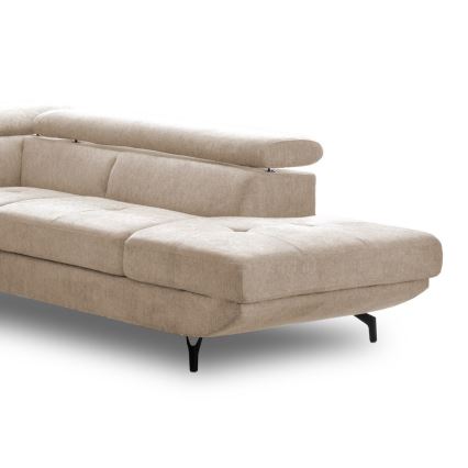 L-shaped folding corner lounge suite with a storage space BRESCIA right beige