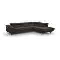 L-shaped folding corner lounge suite with a storage space BRESCIA right brown