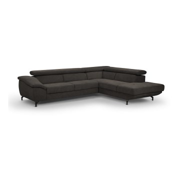 L-shaped folding corner lounge suite with a storage space BRESCIA right brown