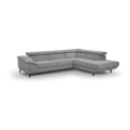 L-shaped folding corner lounge suite with a storage space BRESCIA right grey