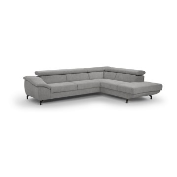L-shaped folding corner lounge suite with a storage space BRESCIA right grey