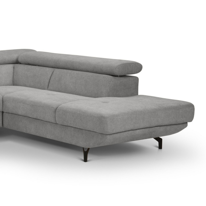 L-shaped folding corner lounge suite with a storage space BRESCIA right grey