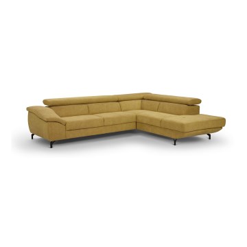 L-shaped folding corner lounge suite with a storage space BRESCIA right yellow