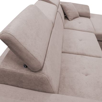 L-shaped folding corner lounge suite with a storage space CASTELO left pink