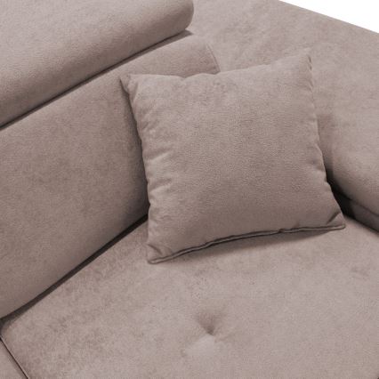 L-shaped folding corner lounge suite with a storage space CASTELO left pink