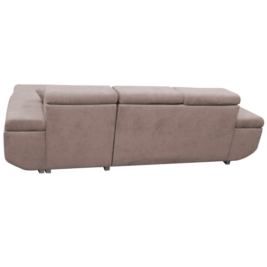 L-shaped folding corner lounge suite with a storage space CASTELO left pink