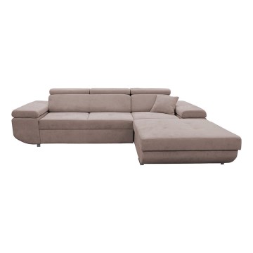 L-shaped folding corner lounge suite with a storage space CASTELO right pink
