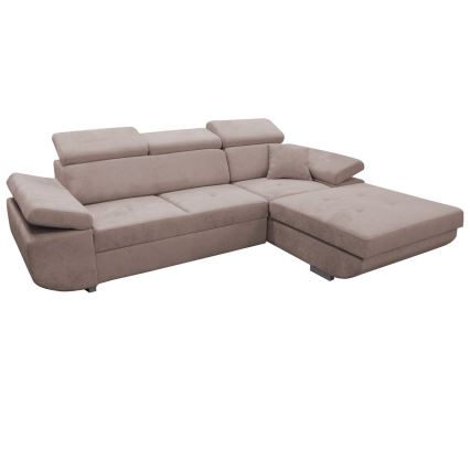 L-shaped folding corner lounge suite with a storage space CASTELO right pink