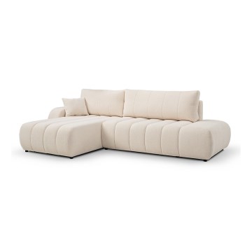 L-shaped folding corner lounge suite with a storage space DESIO left beige