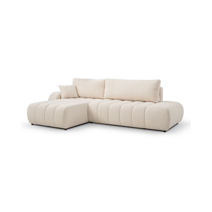 L-shaped folding corner lounge suite with a storage space DESIO left beige
