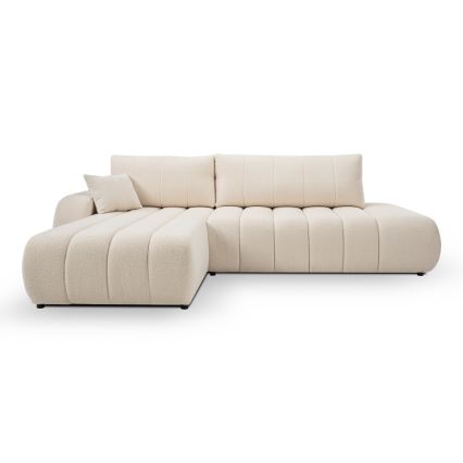 L-shaped folding corner lounge suite with a storage space DESIO left beige