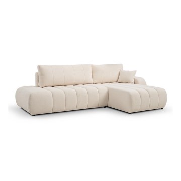 L-shaped folding corner lounge suite with a storage space DESIO right beige