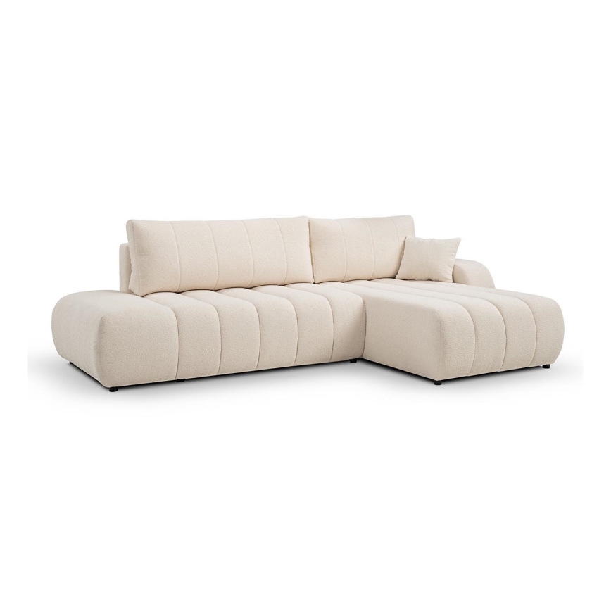 L-shaped folding corner lounge suite with a storage space DESIO right beige