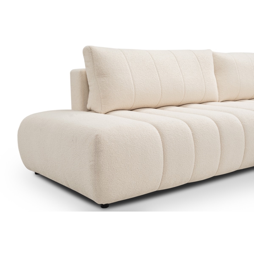 L-shaped folding corner lounge suite with a storage space DESIO right beige