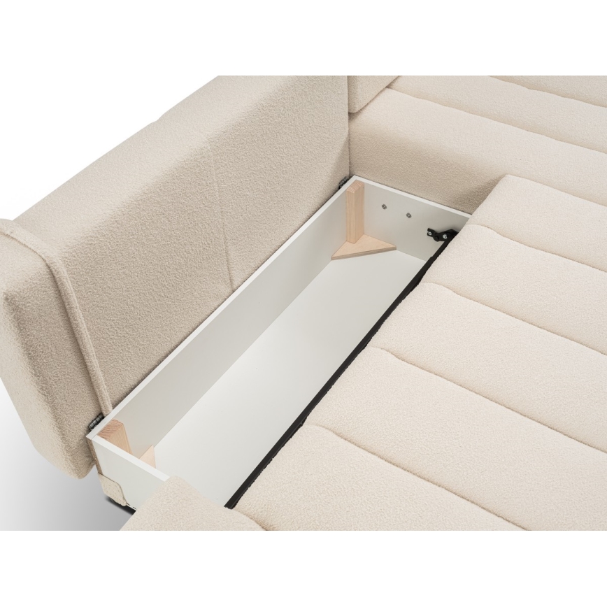 L-shaped folding corner lounge suite with a storage space DESIO right beige